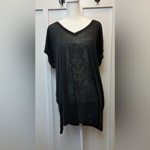 Rock & Republic x Star Wars DARTH VADER FACE RHINESTONE T Shirt Top Size Large